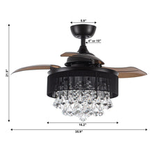 Cargar imagen en el visor de la galería, 36&quot; Bangaiore Modern Downrod Mount Crystal Ceiling Fan with Lighting and Remote Control
