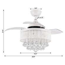 Cargar imagen en el visor de la galería, 36&quot; Bangaiore Modern Downrod Mount Crystal Ceiling Fan with Lighting and Remote Control
