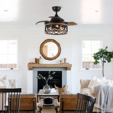 Cargar imagen en el visor de la galería, 36&quot; Mirelle Farmhouse Downrod Mount Ceiling Fan with Lighting and Wall Control
