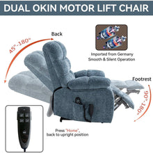 Load image into Gallery viewer, Lift Recliner Chair Heat Massage Dual Motor Infinite Position Up to 350 LBS Large Electric Power Lift Recliners with Power-Remote, Medium-firm and Heavy duty, Blue
