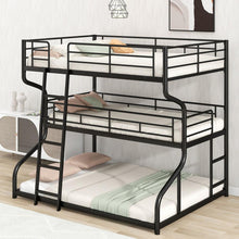 Carregar imagem no visualizador da galeria, Full XL over Twin XL over Queen Size Triple Bunk Bed with Long and Short Ladder,Black
