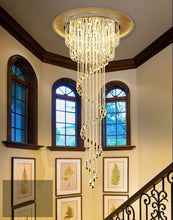 Cargar imagen en el visor de la galería, Double Spiral Staircase Crystal Chandelier for Loft, Restaurant, Hotel, Hall, Stairwell D31.5*H78.7&quot; / warm light (3000K)
