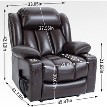 Load image into Gallery viewer, Dual Motor Infinite Position Up to 350 LBS Leatheraire Power Lift Recliner Chair, Heavy Duty Motion Mechanism with 8-Point Vibration Massage and Lumbar Heating, Stainless steel Cup Holders, Brown
