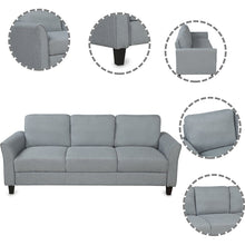 Cargar imagen en el visor de la galería, 3-Seat Sofa Living Room Linen Fabric Sofa (Gray)

