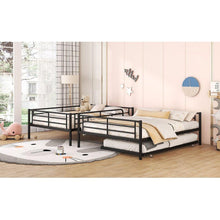 Load image into Gallery viewer, Full XL Over Queen Metal Bunk Bed with Trundle, Black
