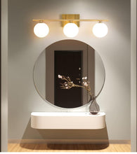 Load image into Gallery viewer, Gold Bathroom Vanity Light Fixtures,3 Lights Brass Milk White Globe
