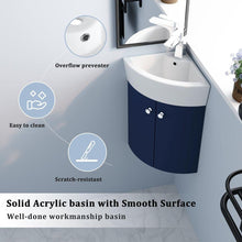 Load image into Gallery viewer, Corner Bathroom Vanity Sink Combo for Small Space Wall Mounted Cabinet Set, Ceramic Sink (BB)
