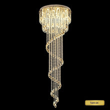 Cargar imagen en el visor de la galería, Double Spiral Staircase Crystal Chandelier for Loft, Restaurant, Hotel, Hall, Stairwell D31.5*H78.7&quot; / warm light (3000K)
