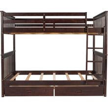 Carregar imagem no visualizador da galeria, Full-Over-Full Bunk Bed with Ladders and Two Storage Drawers (Espresso)
