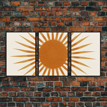 Carregar imagem no visualizador da galeria, Glamorous Sunburst Wall Art, Art Deco, Framed Canvas Print, Starburst Print, Atomic Age Art, Gold Sun Art, Wall Decor, Home Decor
