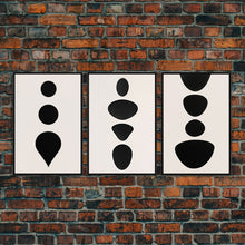 Load image into Gallery viewer, 3 Piece Framed Canvas Wall Art Abstract Geometric Shapes, Triptych Wall Decor, Cool Kitchen Art, Above Sofa Art, Unique Art
