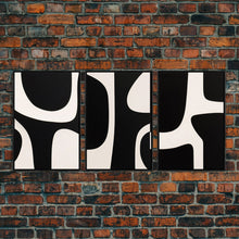 Load image into Gallery viewer, 3 Piece Framed Canvas Wall Art Abstract Geometric Shapes, Triptych Wall Decor, Cool Kitchen Art, Above Sofa Art, Unique Art, Abstract Decor
