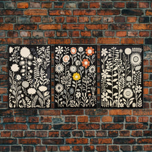 Load image into Gallery viewer, Boho Style Framed Wall Art 3 Panel Set, Abstract Floral Botanical Prints, Minimalist Midcentury Modern Art, Boho Wall Decor
