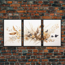 Carregar imagem no visualizador da galeria, Boho Style Minimalist Farmhouse 3 Piece Wall Art, White Background Wildflowers, Botanical Floral Art, Rustic Chic Decor
