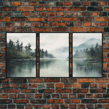 Load image into Gallery viewer, 3 Piece Triptych Canvas Print Set, Oil Painting Landscape Painting, Tropical River Scene, Minimalist Boho Decor

