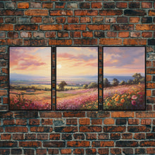 Load image into Gallery viewer, French Countryside Art, 3 Panel Art, Framed Canvas Prints, Extra Large Wall Art, Boho Minimalist Centerpiece Art, Huge Art Painting
