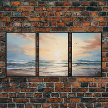Carregar imagem no visualizador da galeria, Beach Wall Art, Seascape Print, Sunset Wall Art, Canvas Print, Wall Art, 3 Piece Wall Art, Beach House Wall Decor, Home Office Art, RV Decor
