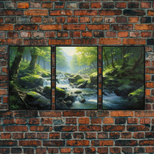 Carregar imagem no visualizador da galeria, Forest Wall Art, Waterfalls Print, Landscape Print, Canvas Print, Set Of 3 Prints, Wall Art, 3 Piece Wall Art, Home Office Art, Office Decor
