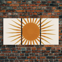 Carregar imagem no visualizador da galeria, Glamorous Sunburst Wall Art, Art Deco, Framed Canvas Print, Starburst Print, Atomic Age Art, Gold Sun Art, Wall Decor, Home Decor
