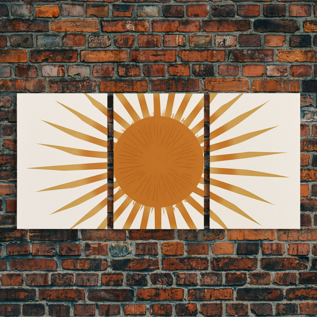 Glamorous Sunburst Wall Art, Art Deco, Framed Canvas Print, Starburst Print, Atomic Age Art, Gold Sun Art, Wall Decor, Home Decor