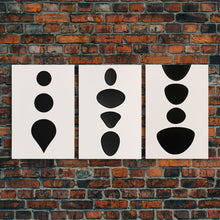 Load image into Gallery viewer, 3 Piece Framed Canvas Wall Art Abstract Geometric Shapes, Triptych Wall Decor, Cool Kitchen Art, Above Sofa Art, Unique Art
