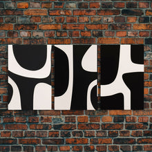 Load image into Gallery viewer, 3 Piece Framed Canvas Wall Art Abstract Geometric Shapes, Triptych Wall Decor, Cool Kitchen Art, Above Sofa Art, Unique Art, Abstract Decor
