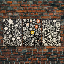 Load image into Gallery viewer, Boho Style Framed Wall Art 3 Panel Set, Abstract Floral Botanical Prints, Minimalist Midcentury Modern Art, Boho Wall Decor
