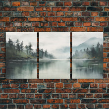 Load image into Gallery viewer, 3 Piece Triptych Canvas Print Set, Oil Painting Landscape Painting, Tropical River Scene, Minimalist Boho Decor
