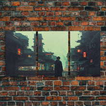 Load image into Gallery viewer, 80s Style Cyberpunk Tokyo, Retrofuturism, Dystopian art, 3 piece wall art, 3 piece canvas print
