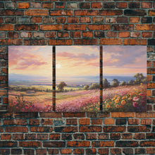 Load image into Gallery viewer, French Countryside Art, 3 Panel Art, Framed Canvas Prints, Extra Large Wall Art, Boho Minimalist Centerpiece Art, Huge Art Painting
