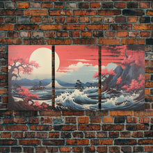 Carregar imagem no visualizador da galeria, Asian Art, Japanese Wall Art, Mountains Print, Sunset Print, Canvas Print, Wall Art, 3 Piece Wall Art, Dorm Room Art, Gaming Wall Decor
