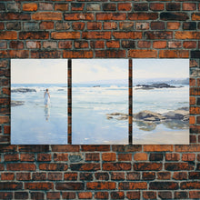 Load image into Gallery viewer, framed ocean art | beach wall art | framed wall art | living room wall decor | abstract landscape art | 3 Piece Art | Triptych Painting
