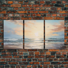 Carregar imagem no visualizador da galeria, Beach Wall Art, Seascape Print, Sunset Wall Art, Canvas Print, Wall Art, 3 Piece Wall Art, Beach House Wall Decor, Home Office Art, RV Decor

