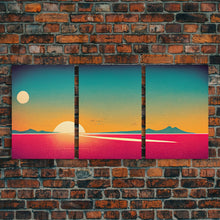 Carregar imagem no visualizador da galeria, Art Deco Sunset, 3 Piece Wall Art, Ready To Hang Canvas Print, Cool Unique Living Room Wall Art Decor
