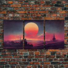 Load image into Gallery viewer, Haunted Sunset, Spooky Halloween Art, Gloomy Wall Decor, 3 Piece Canvas Decor, 3 Piece Wall Art, Ready To Hang Canvas Prints
