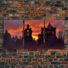 Carregar imagem no visualizador da galeria, 3 Piece Canvas Wall Decor, Ready To Hang Canvas Prints, Victorian Style Haunted House, Spooky Halloween Wall Art Decor
