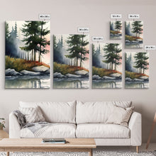 Load image into Gallery viewer, Framed Canvas Wall Art Set of 3 Pastel Mountain Range Lake Nature Landscape Prints Minimalist Modern Art Woodland Nursery Decor Office Art
