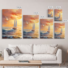 Carregar imagem no visualizador da galeria, Beautiful Ocean At Sunset 3 Piece Canvas Print Wall Art, Above Sofa, Abstract Art, Modern Art, Minimalism Lakehouse Decor
