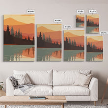Carregar imagem no visualizador da galeria, Framed Canvas Wall Art Set of 3 Sunset Forest Landscape Abstract Illustrations Prints Modern Art Minimalist Boho Wall Decor, 3 Piece Art
