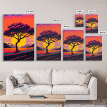 Load image into Gallery viewer, Triptych 3 panel Wall Art, Framed Canvas Prints, Synthwave Landscape Decor, MCM 80s Vibes Retro Style 3 Piece Art

