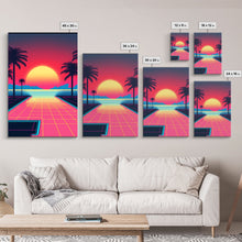 Load image into Gallery viewer, Retro 80s Style Art, 3 Panel Framed Canvas Prints, Canvas Wall Art, Synthwave / Vaporwave Aesthetic Retro Style Wall Art
