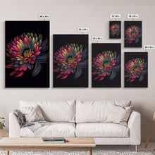 Cargar imagen en el visor de la galería, Triptych 3 Panel Wall Art - Framed Canvas Prints - Neon Flowers - Retro Style Flower Paintings - Boho Decor - Minimalist Wall Art - Modern
