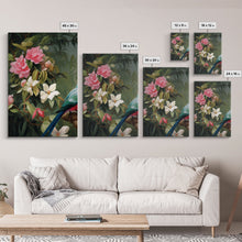 Cargar imagen en el visor de la galería, Flowers Wall Print, Tropical Wall Art, Macaw, Jungle Art Print, Canvas Print, Wall Art, 3 Piece Wall Art, Modern Office Art, Wedding Gift
