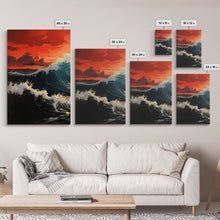 Carregar imagem no visualizador da galeria, Asian Art, Japanese Wall Art, Ocean Waves, Sunset Art, Canvas Print, Wall Art, 3 Piece Wall Art, Trendy Wall Art, Modern Art Prints
