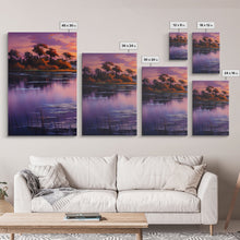 Carregar imagem no visualizador da galeria, Beautiful 3 Piece Wall Art, Framed Canvas Print, 3 Piece Set, Lake House Decor, Sunset Over The Purple Marsh, Above Sofa Art
