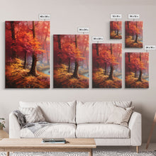 Carregar imagem no visualizador da galeria, Beautiful Fall Centerpiece Art, Framed Canvas Print, 3 Piece Art, Thanksgiving Centerpiece, Above Sofa Art, Fall Finds, Landscape Painting
