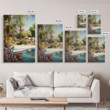 Load image into Gallery viewer, Desert Wall Art, Palm Trees Art, Oasis Print, Lake Art, Canvas Print, Wall Art, 3 Piece Wall Art, Thank You Gift, Above Bed Art, Travel Art
