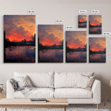 Carregar imagem no visualizador da galeria, Forest Sunset Wall Decor, Oil Painting Style, 3 Piece Wall Art, Ready To Hang Canvas Print, Cool Unique Living Room Wall Art Decor
