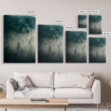Load image into Gallery viewer, 3 piece Misty forest Fog wall art Foggy forest Farmhouse decor Foggy landscape Forest canvas print Multi panel canvas Trendy wall decor
