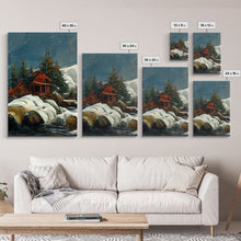 Carregar imagem no visualizador da galeria, A Winter Landscape, Trees In The Fall, Snow Capped Mountains, Gold Rush Prospecting, 3 Piece Wall Art, Ready To Hang Canvas Print
